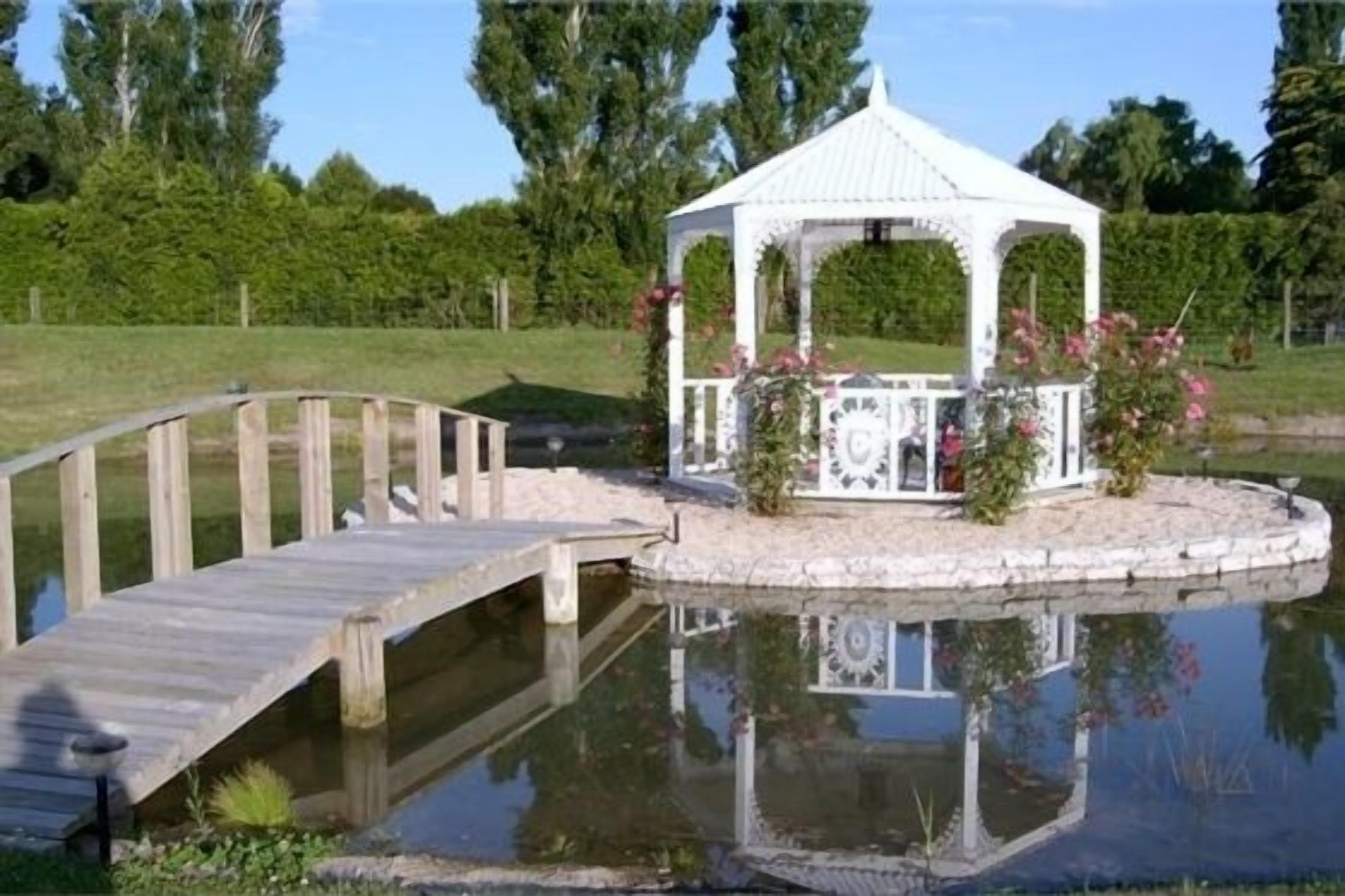 Summerhouse on pond