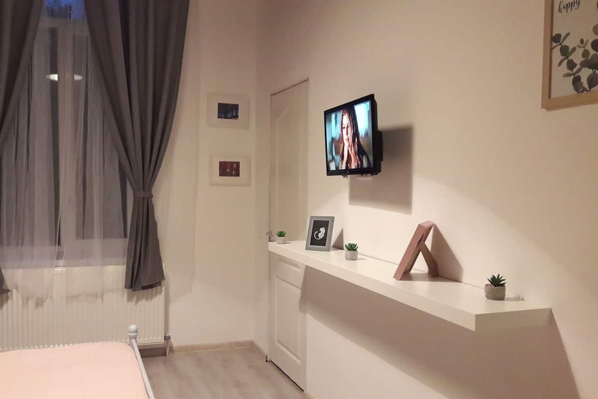 Deluxe Double Room (2C) | Living area | 50-inch LCD TV with cable channels, TV, Netflix