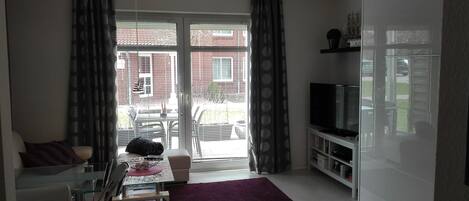 TV, DVD player, books