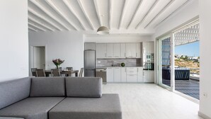 Villa, 2 Bedrooms, Jetted Tub | Private kitchen | Coffee/tea maker, full-sized fridge, microwave, oven - Jessy by The Pearls Collection (Mykonos)