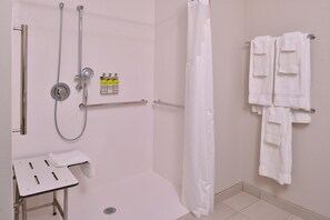 Rom – standard, 1 kingsize-seng, tilgjengelighetstilpasset (Roll-In Shower) | Bad