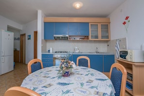 Private kitchen | Fridge, microwave, oven, stovetop - Apartments Dragana (Krk)