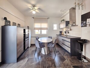 Apartment (A1) | Private kitchen | Fridge, microwave, stovetop, espresso maker