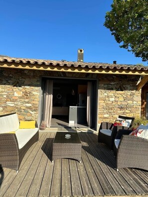 Terrace/patio - Character stone villa, private pool (Barbaggio)