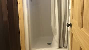 Shower, towels, toilet paper