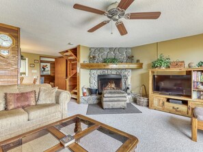 TV, fireplace, DVD player