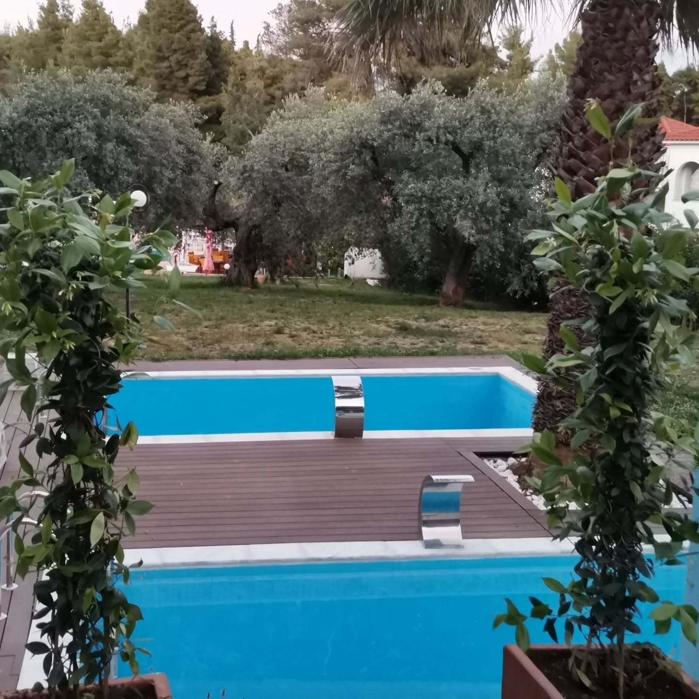 Suíte júnior, 1 cama Queen, chuveiro com barras de apoio (private Pool from 20.06.2024 on) | Terraço/pátio