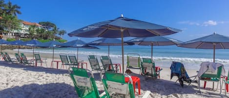 On the beach, white sand, beach bar