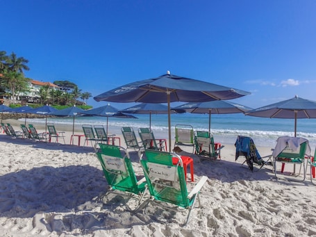 On the beach, white sand, beach bar