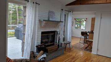 Fireplace, music library