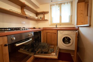 Fridge, oven, dishwasher, coffee/tea maker