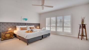 4 bedrooms, desk, iron/ironing board, travel cot