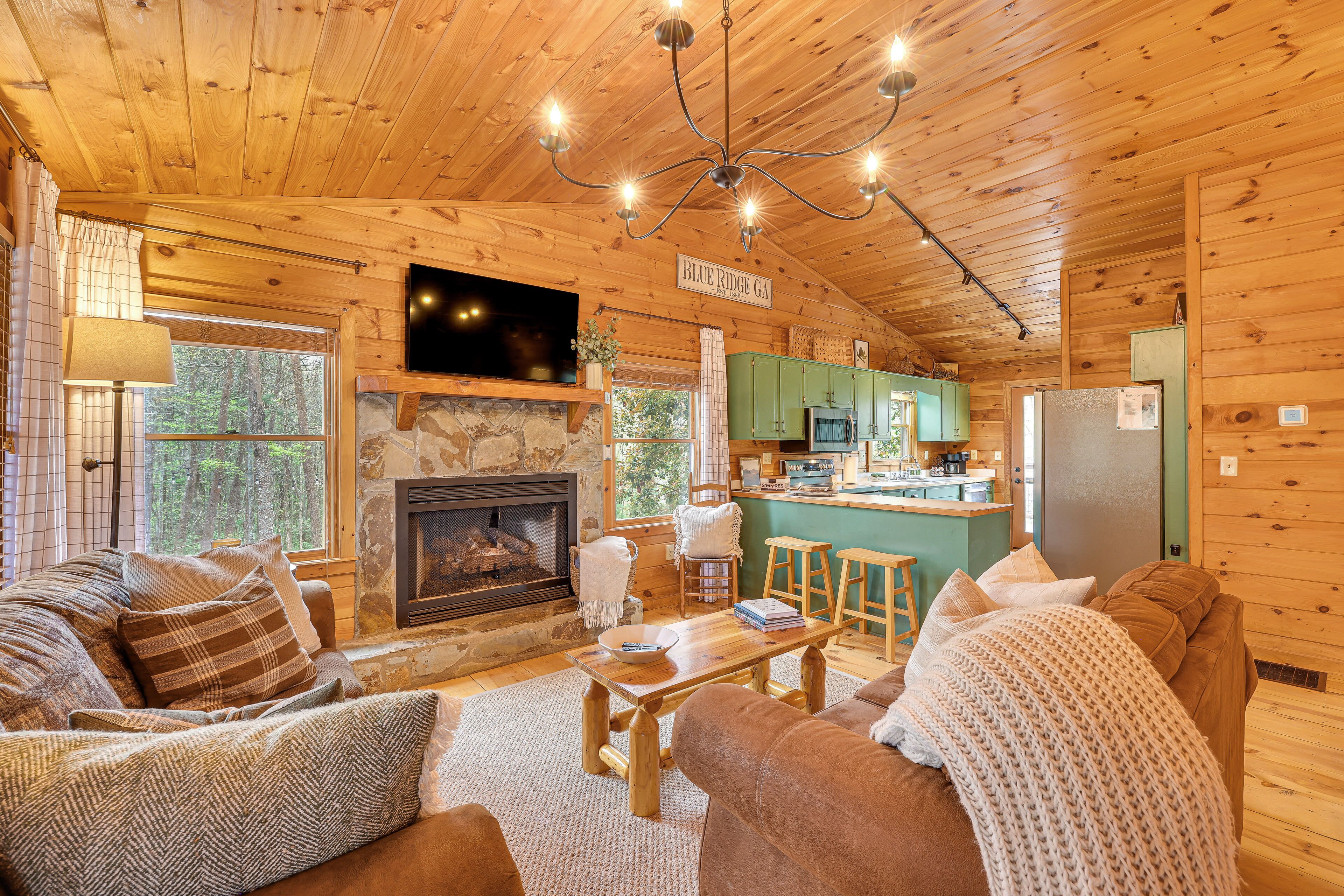 TV, fireplace