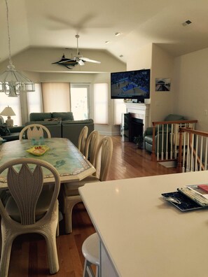 TV, fireplace, DVD player, video library