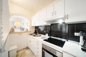 Fridge, microwave, oven, electric kettle
