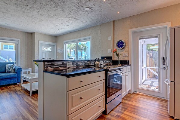 Fridge, microwave, oven, stovetop - Beach Paradise: 2-Minute Walk to Cocoa Beach & Pier! (Cocoa Beach)