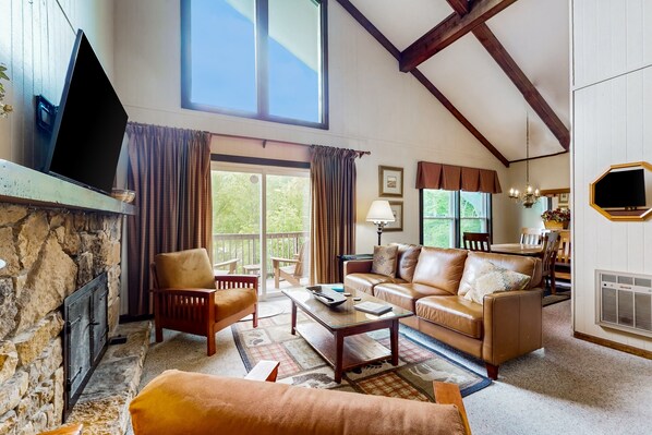 Fernseher, Kamin, DVD-Player