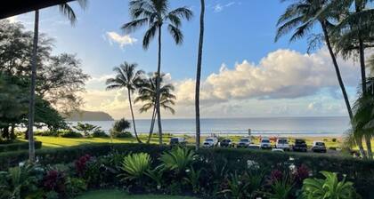 On Hanalei bay with panoramic ocean views. Steps to the beach and walk to town.