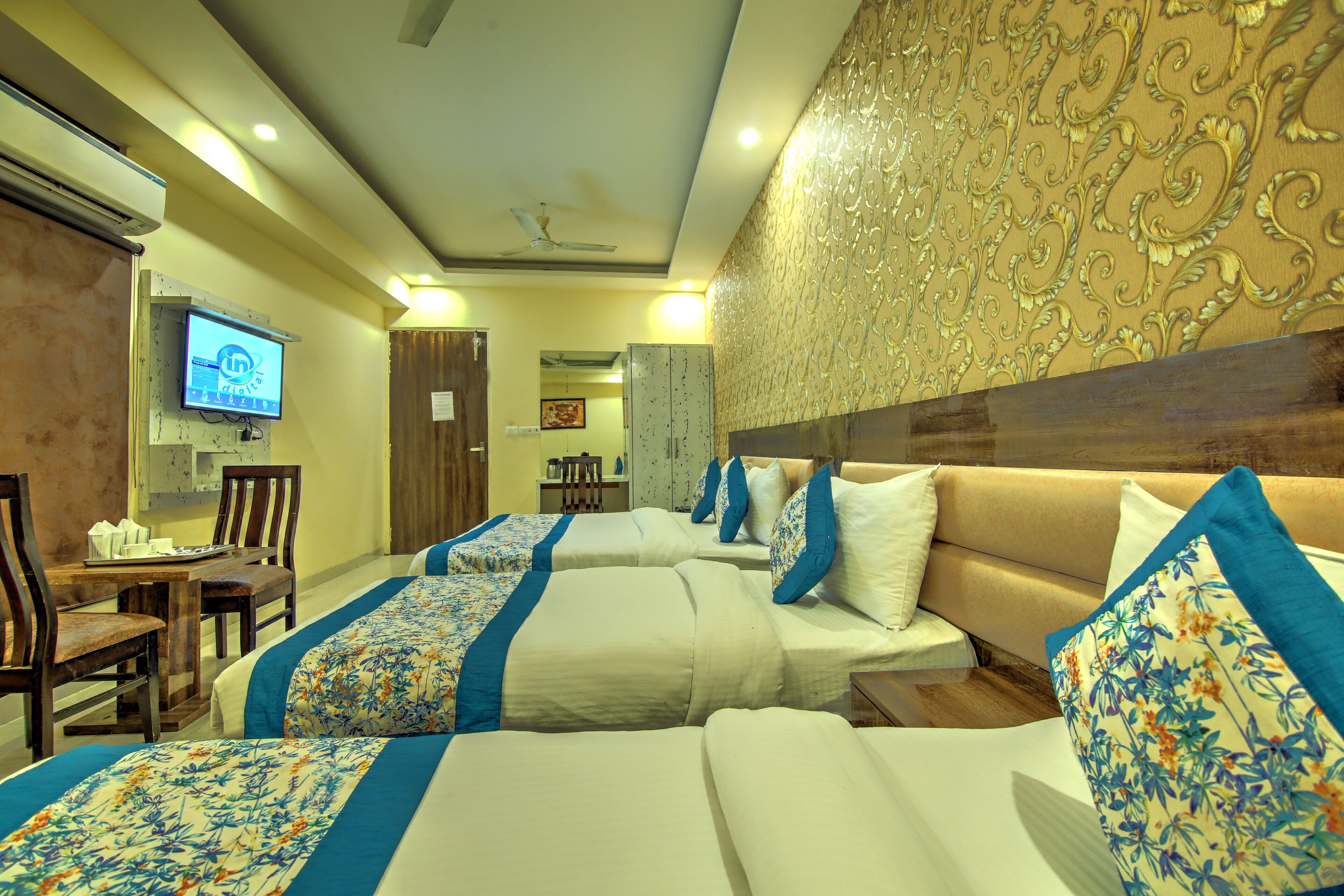 family room | memory-foam beds, individually decorated, individually furnished, desk