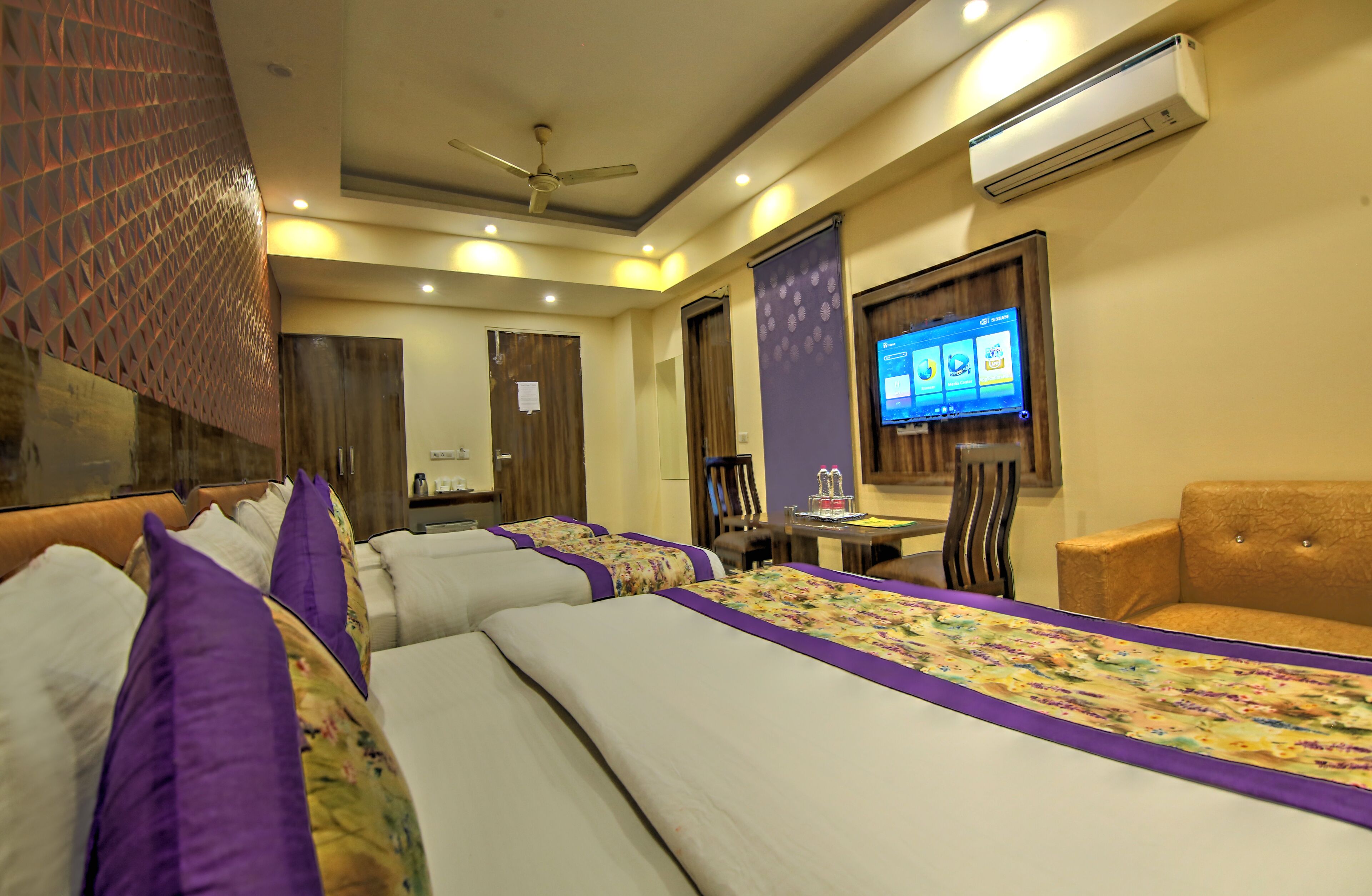 family room | memory-foam beds, individually decorated, individually furnished, desk