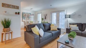 Télévision, cheminée, lecteur de DVD