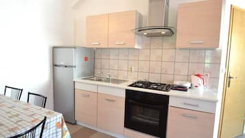 Apartment (A3) | Eigene Küche | Kühlschrank, Mikrowelle, Ofen, Herdplatte