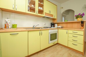 Apartment (A2) | Private kitchen | Fridge, oven, stovetop, dishwasher