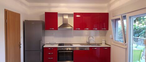 Eigene Küche | Kühlschrank, Herdplatte, Geschirrspüler, Kochgeschirr/Geschirr/Besteck