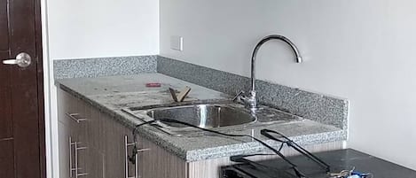 Fridge, dining tables