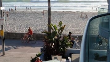 On the beach, beach towels