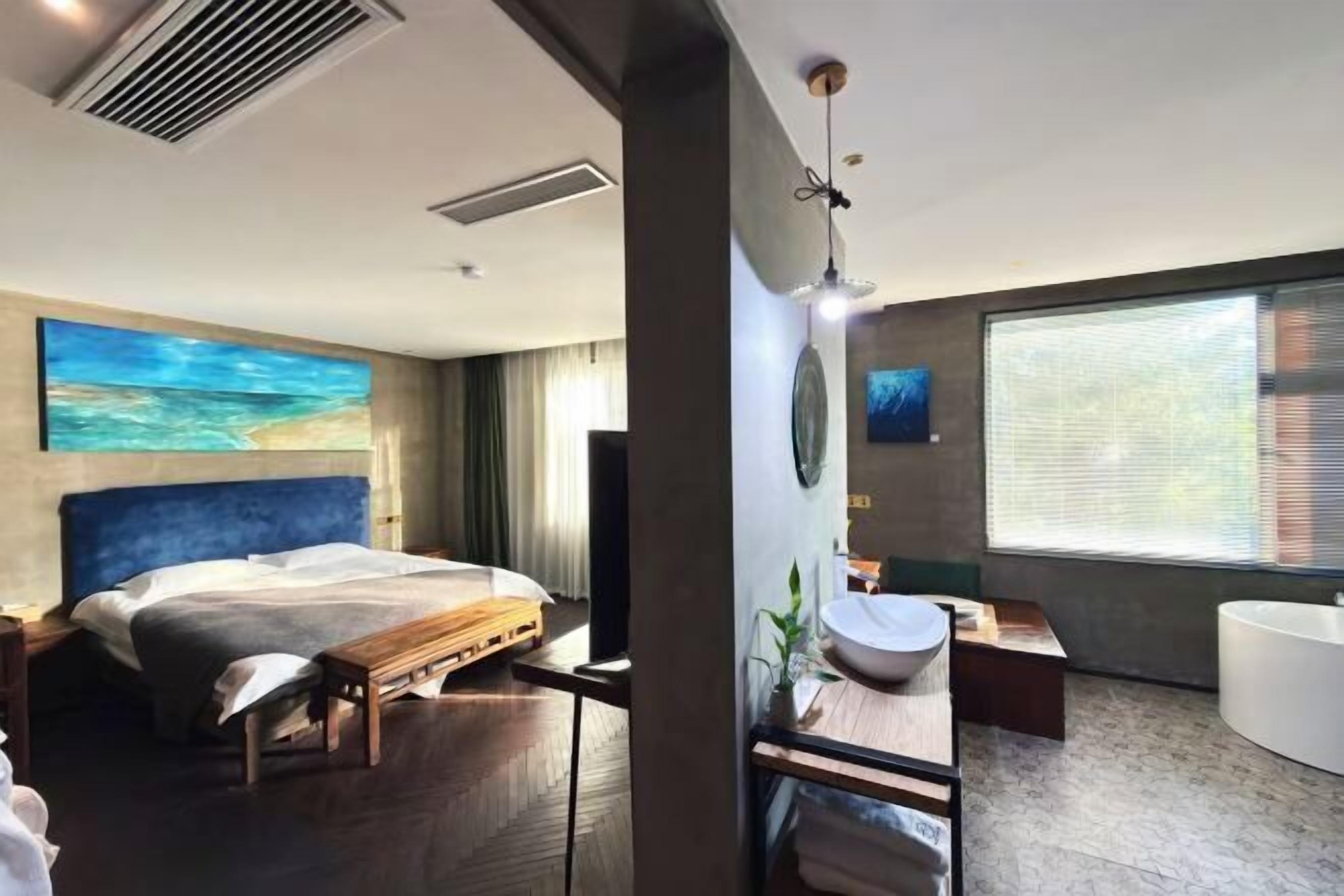 Individually decorated, individually furnished, desk, blackout drapes