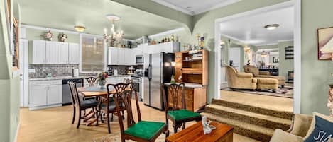 TV, fireplace, DVD player, video library