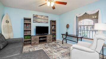 TV, DVD player, books