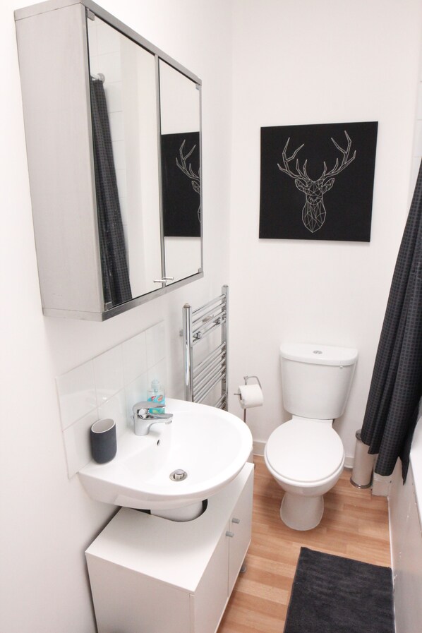 Classic Apartment | Bathroom | Spring water bathtub, hair dryer, towels, soap