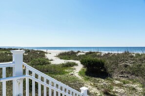 Beach nearby - Greyt Escape: Lovely, Ocean View Condo Across from OKI Pier with Community Pool, (Oak Island)