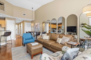 TV, DVD player, books - Greyt Escape: Lovely, Ocean View Condo Across from OKI Pier with Community Pool, (Oak Island)