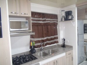Fridge, oven, stovetop, toaster