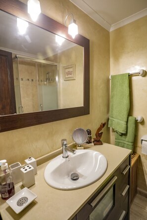 Een douche, een haardroger, handdoeken