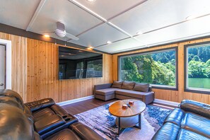 Smart TV, chimenea y reproductor de DVD
