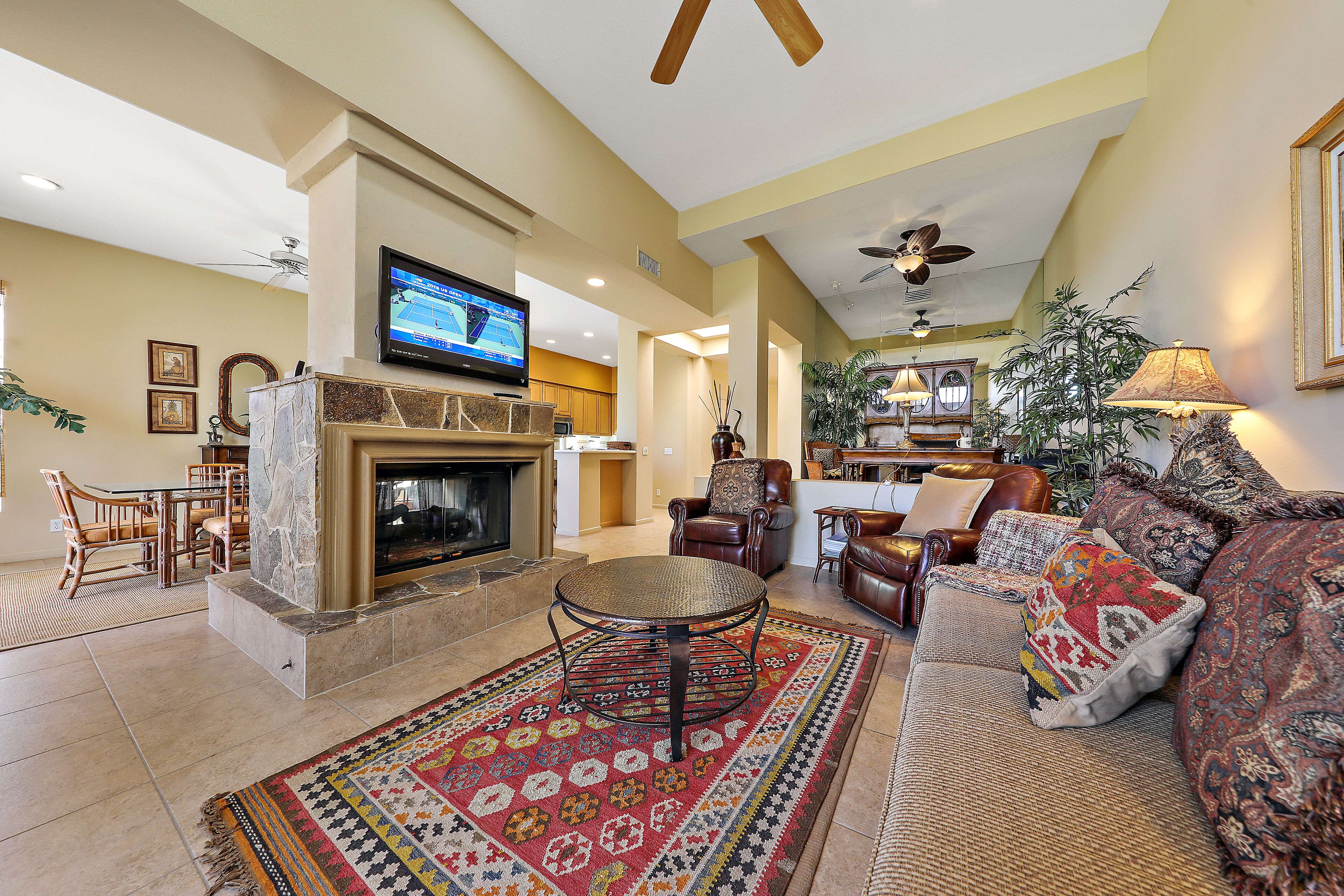 TV, fireplace, stereo