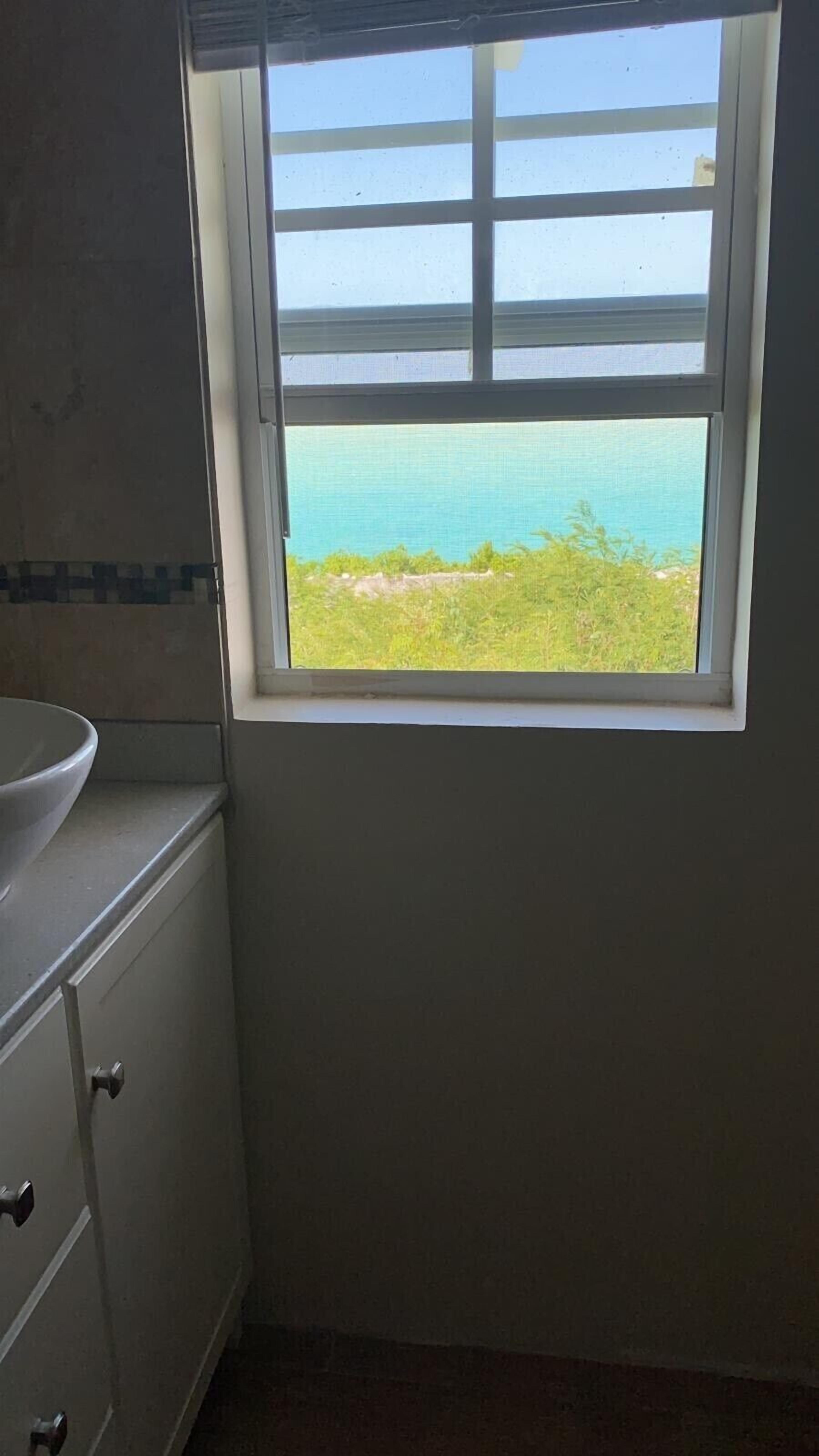 Combined shower/tub, hair dryer, towels, soap