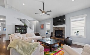 TV, fireplace, DVD player