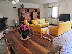 TV connectée, cheminée, baby-foot, table de tennis de table