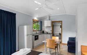 Standard Elevated Studio Cabin - Sleeps 2 | Private kitchen | Full-size fridge, microwave, stovetop, electric kettle