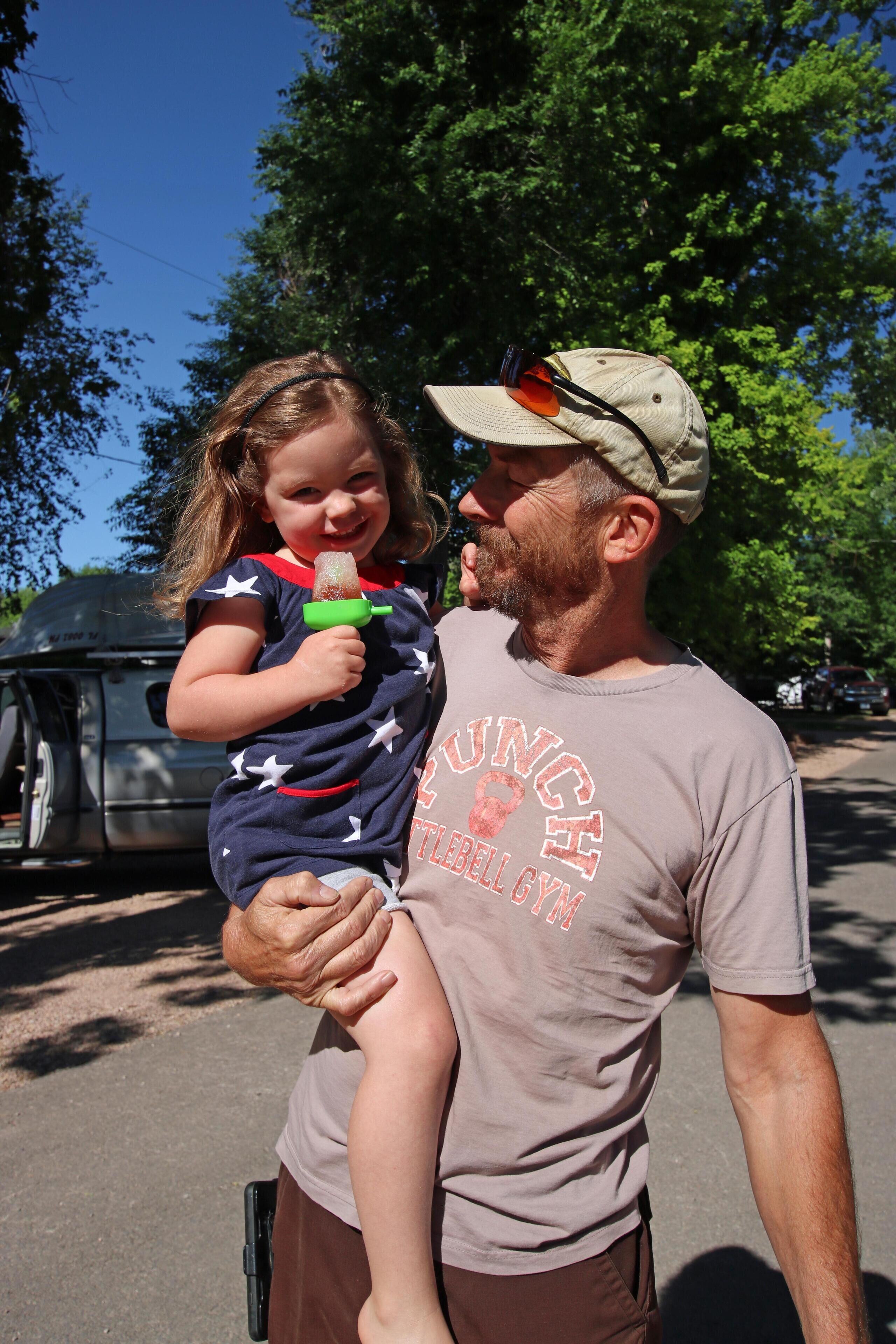 A man holding a child.