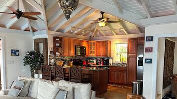 Smart TV, DVD player, books, video library