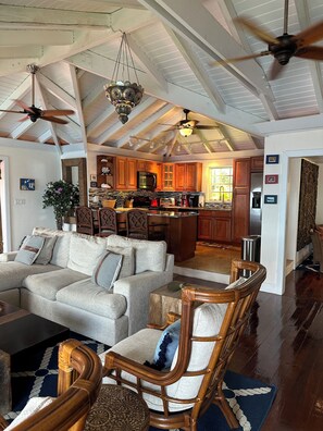 Smart TV, DVD player, books, video library