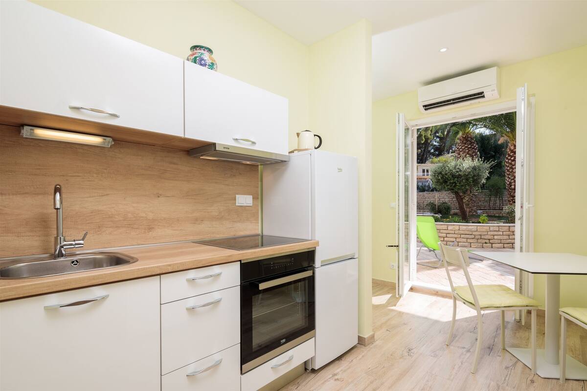 Studio (A1) | Private kitchen | Fridge, oven, stovetop, electric kettle