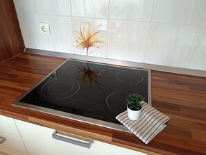 Apartment (A1) | Private kitchen | Fridge, oven, stovetop, cookware/dishes/utensils