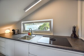 Apartment (A2) | Private kitchen | Fridge, microwave, oven, stovetop - Apartments Zorica (Primosten)